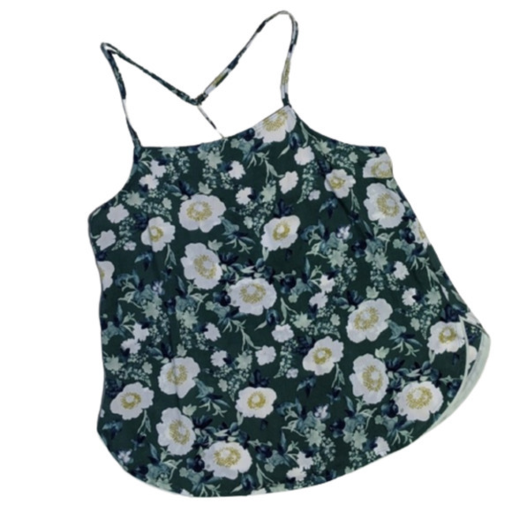 EUC Stars Above XXL Green White Floral Tank Double Straps
